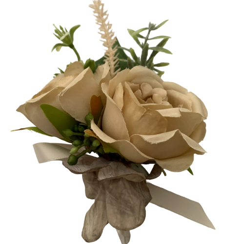 Large View Buttonhole Twin rose Style - Beige