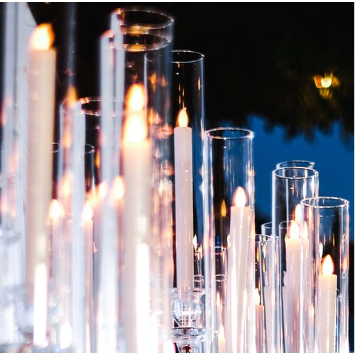 Large View 8pcs - 4.8cmx25cm Glass Cylinder Windlight Shade Candle Cover 