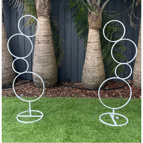 Large View 1.2m Set of 2 - Quality Rings of Love Flower Stands White - Arch