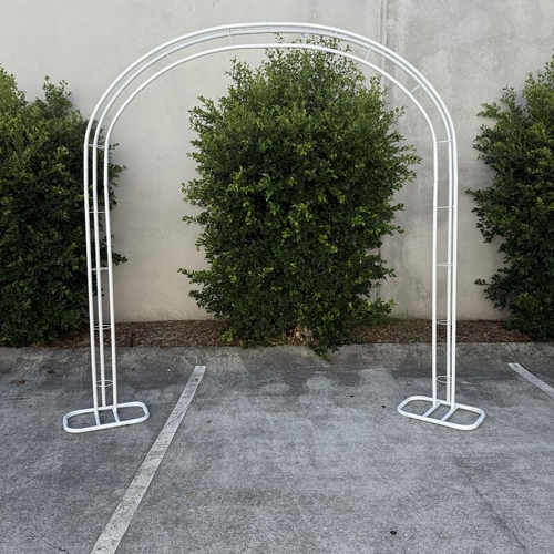 Large View 2.3m x 2.4m Traditional Wedding Arch White - 3 Row Style Frame Set