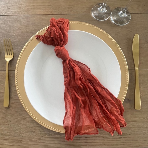 Large View 10pcs Cheesecloth Linen Napkin - Rust