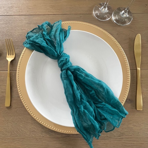 Large View 10pcs Cheesecloth Linen Napkin - Teal