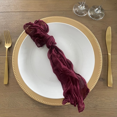 Large View Cheesecloth Linen Napkin - Burgundy