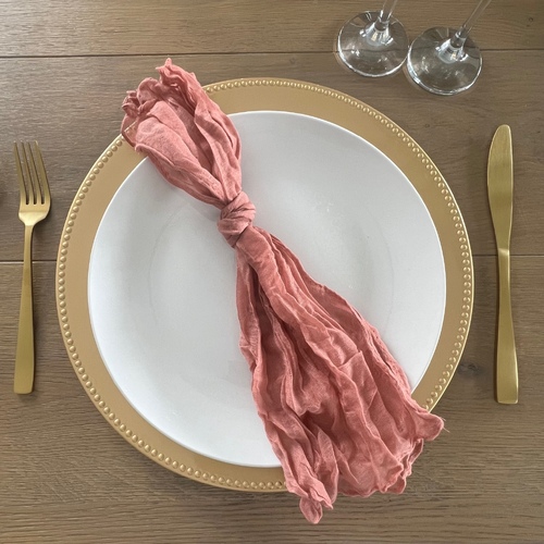 Large View 10pcs Cheesecloth Linen Napkin - Rose Dawn