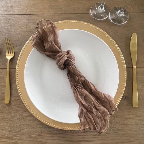 Large View 10pcs Cheesecloth Linen Napkin - Light Brown
