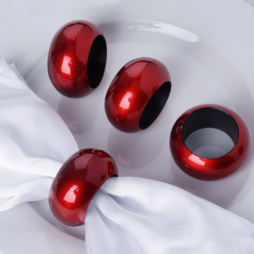 Large View Acrylic Shiny Red Napkin Rings