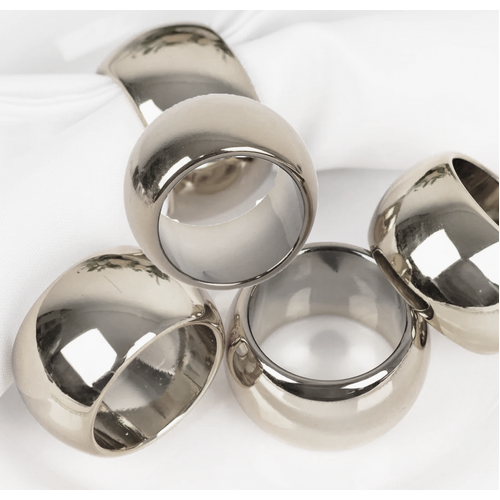 Large View Acrylic Silver  Napkin Rings 