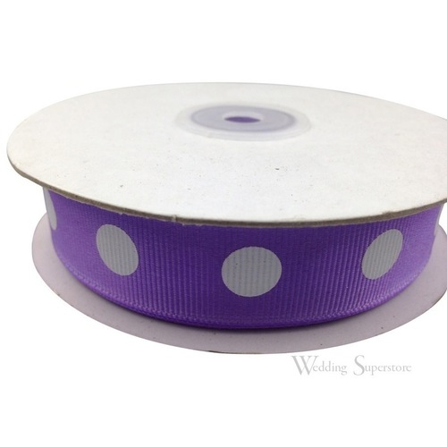 Large View 7/8 inch Polka Dot Ribbon - 25yds - Purple