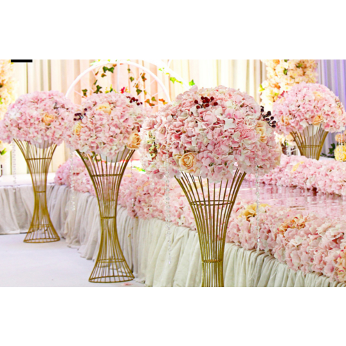 Large View Hour Glass Shape Flower/Centrepiece Stand - Gold