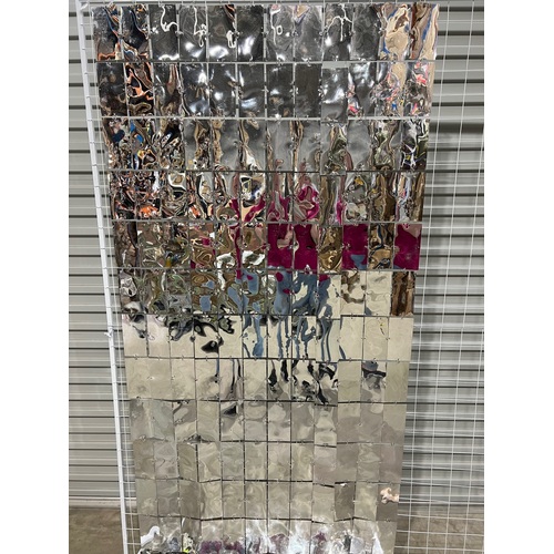 Large View 1x2m - Silver - High Quality Mirror Curtain/Sequin Panel