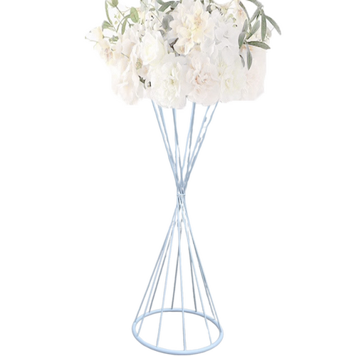 Large View 60cm Twisted Geometric Flower Stand Centerpiece - White