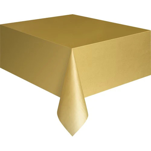Large View 137x275cm Gold Plastic Party Tablecloth