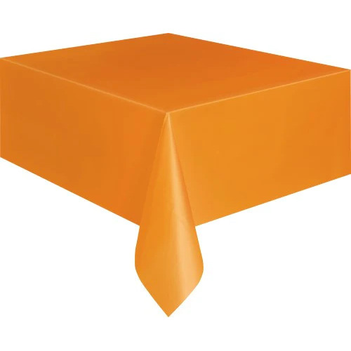 Large View 137x275cm Orange Plastic Party Tablecloth