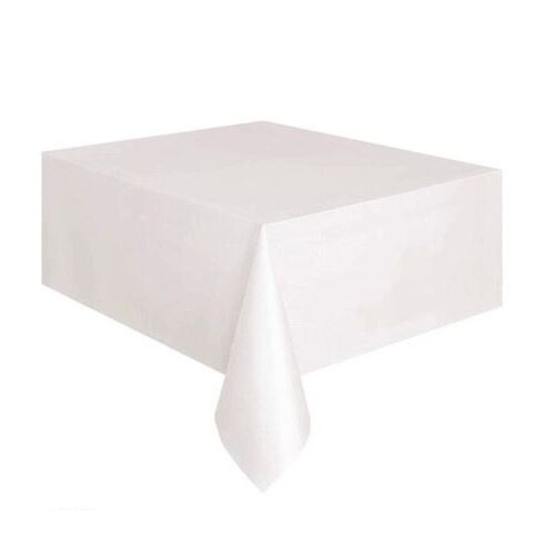 Large View 137x275cm White Plastic Party Tablecloth