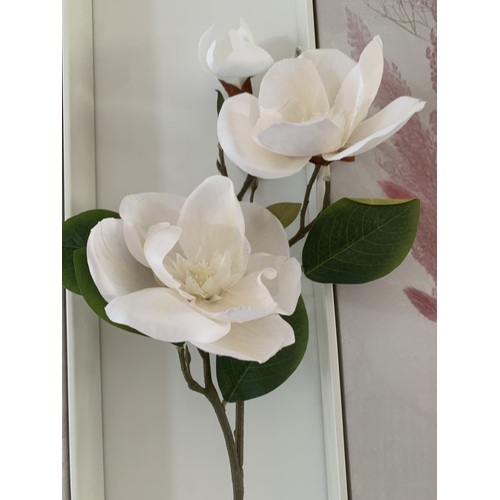 Large View 80cm White 3 Head Magnolia Stem