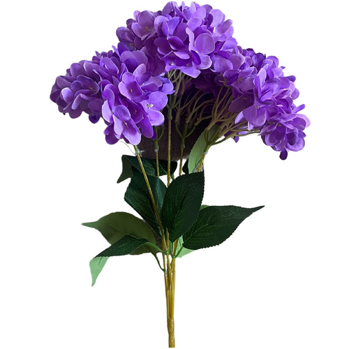 Large View 44cm  5 Head Hydrangea Purple
