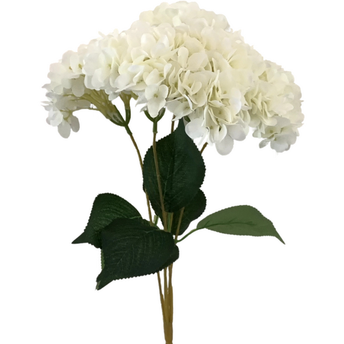 Large View 44cm  5 Head Hydrangea White/Cream