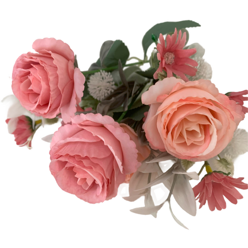Large View Pink Rose Filler Flower Bunch