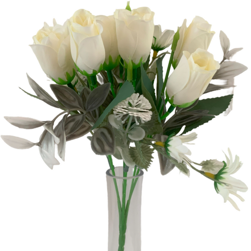 Large View Cream Toned Rose Bud Filler Flower Bunch