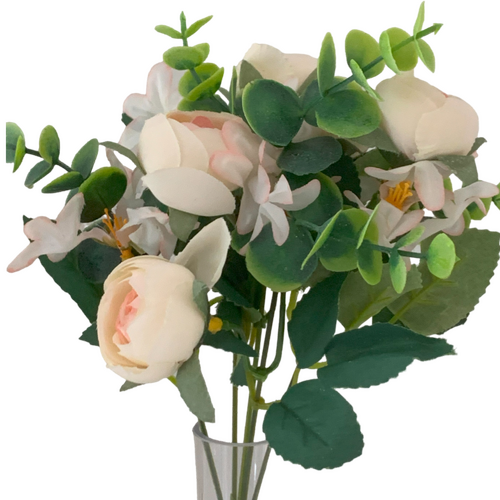 Large View 5 Head Mini Rose Filler Bunch - Champagne Pink