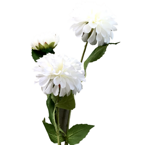 Large View 75cm - 3 Head Dahlia Flower Stem - White