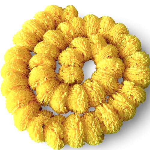 Large View 2m - Giant Silk/Fabric Marigold Garland (Diwali) - Yellow