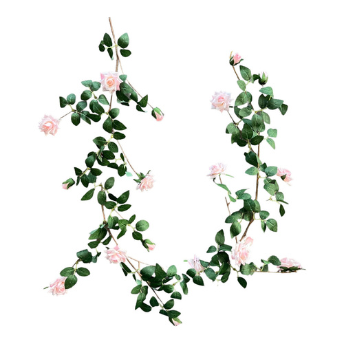 Large View 2pc Set - 1.7m Deluxe Rose Garland - Pink