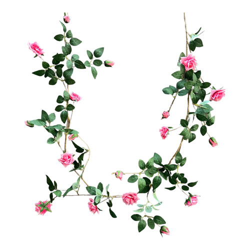 Large View 2pc Set - 1.7m Deluxe Rose Garland - Fuchsia