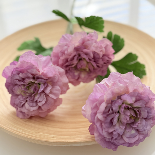Large View 70cm Light Purple Artificial Ranunculus Flower Stem – 3 Head