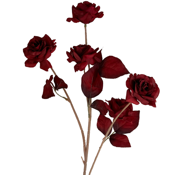 Large View Artificial Red Rose Spray with 5 Heads – 70cm