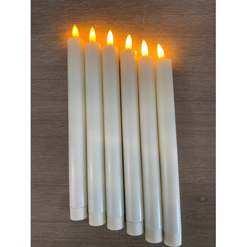 Large View 6pc Set of LED (Taper) Dinner Candle 