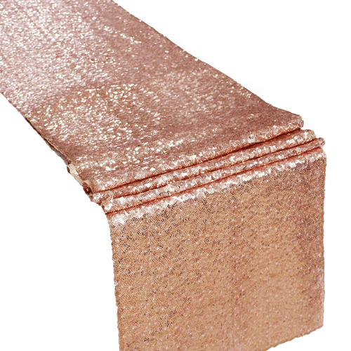 Large View Sequin Duchess Table Runner - Rose Gold