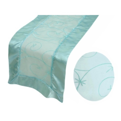 Large View Table Runner (Embroidered Organza) - Blue