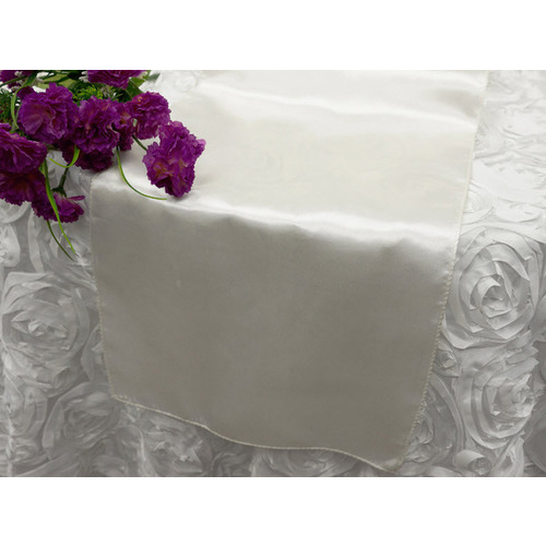 Large View Table Runner Satin - White