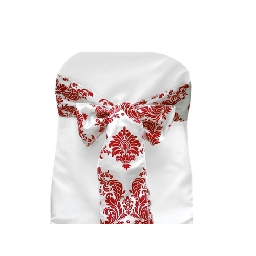 Large View CLEARANCE Flocking Chair Sash - White / Red  