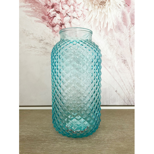 Large View 21cm Glass Flower Vase - Blue