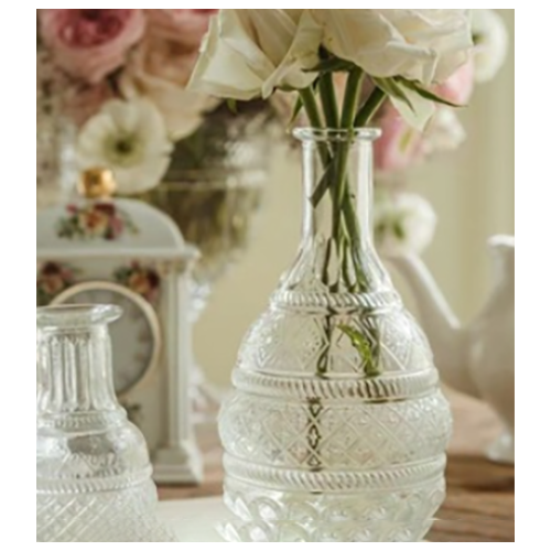 Large View Clear Glass Decorative Belly Style Vase - 22cm
