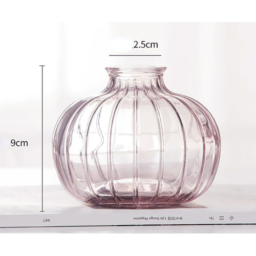 Large View Pink Glass Round Bud Vase - 10cm x 8cm