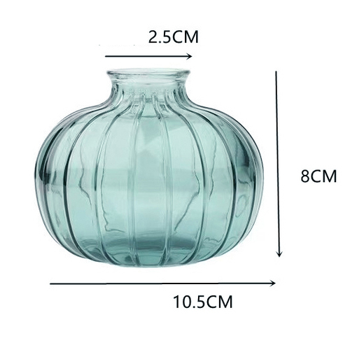 Large View Blue Glass Round Bud Vase - 10cm x 8cm