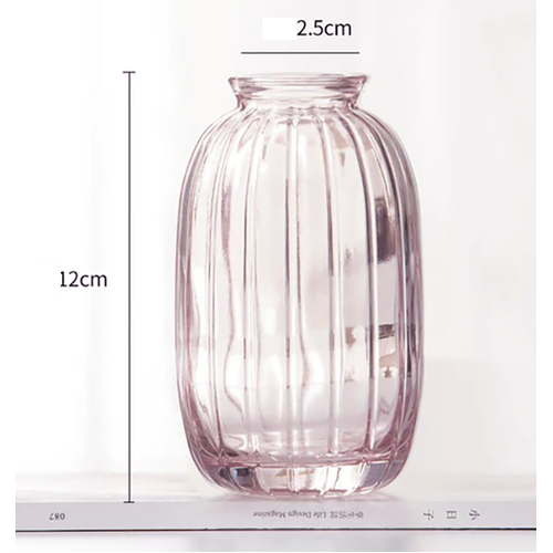 Large View Pink Glass Bud Vase - 7cm x 11cm