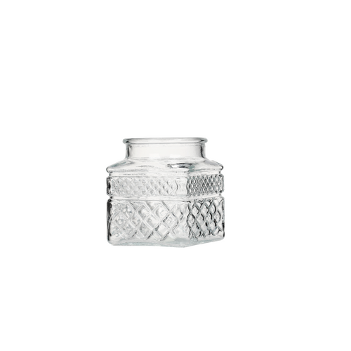Large View Clear Vintage Square Style Vase - 10x10cm