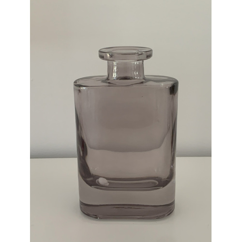 Large View 12cm - Smoke Grey Glass Bottle - Hip Flask Shape