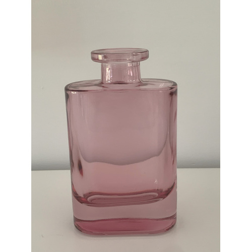 Large View 12cm - Pink Glass Bottle - Hip Flask Shape