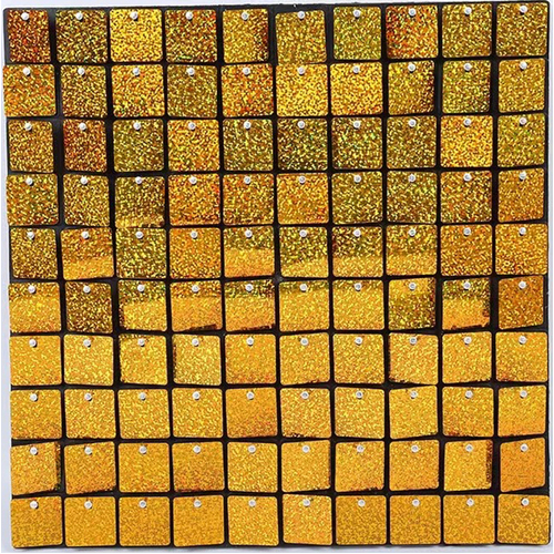 Large View Gold Sequin Hollographic Shimmer Panel Backdrop Wall/Curtain  Mirror Finish