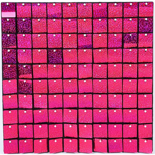 Large View Hot Pink Sequin Hollographic Shimmer Panel Backdrop Wall/Curtain  Mirror Finish