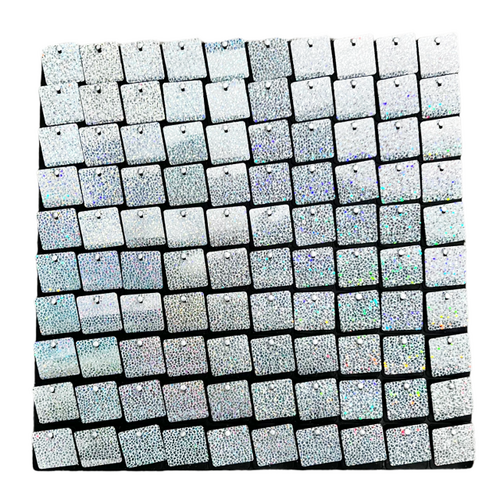 Large View White/Silver Leopard Print Sequin Hollographic Shimmer Panel Backdrop Wall