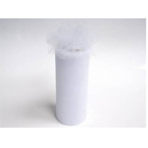 Large View 6inch x 25yd Tulle Roll - White (22)