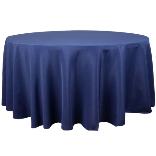 Large View 305cm Polyester  Round Tablecloth - Navy