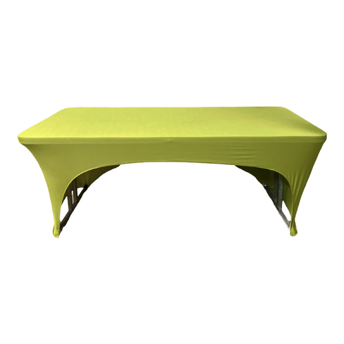 Large View 6Ft (1.8m) Green Fitted 3 Sided Lycra Tablecloth Cover