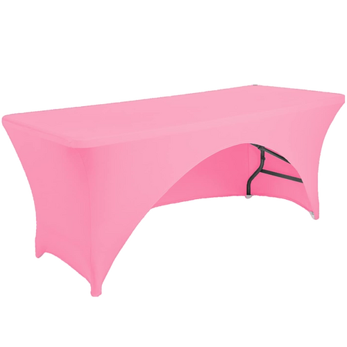 Large View 6Ft (1.8m)Pink Fitted 3 Sided Lycra Tablecloth Cover